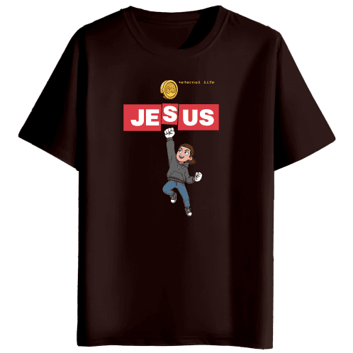 Level Up with Jesus – Round Neck T Shirt
